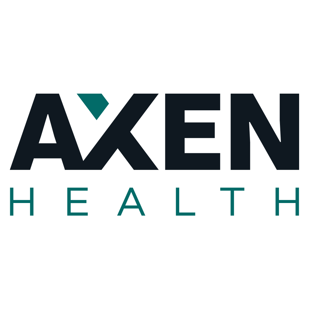 logotipo de axen health es una unidad de negocio encargada de ayudar a sus clientes a conseguir una vida sana de manera fisica y espiritual.